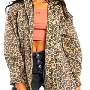 Free People Leopard Print Utility Jacket